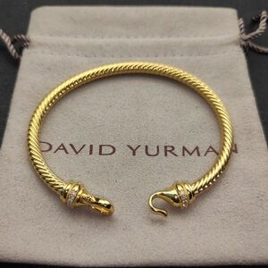 ✨ David Yurman Gold-Tone Cable Hook Bracelet with Diamond Accents